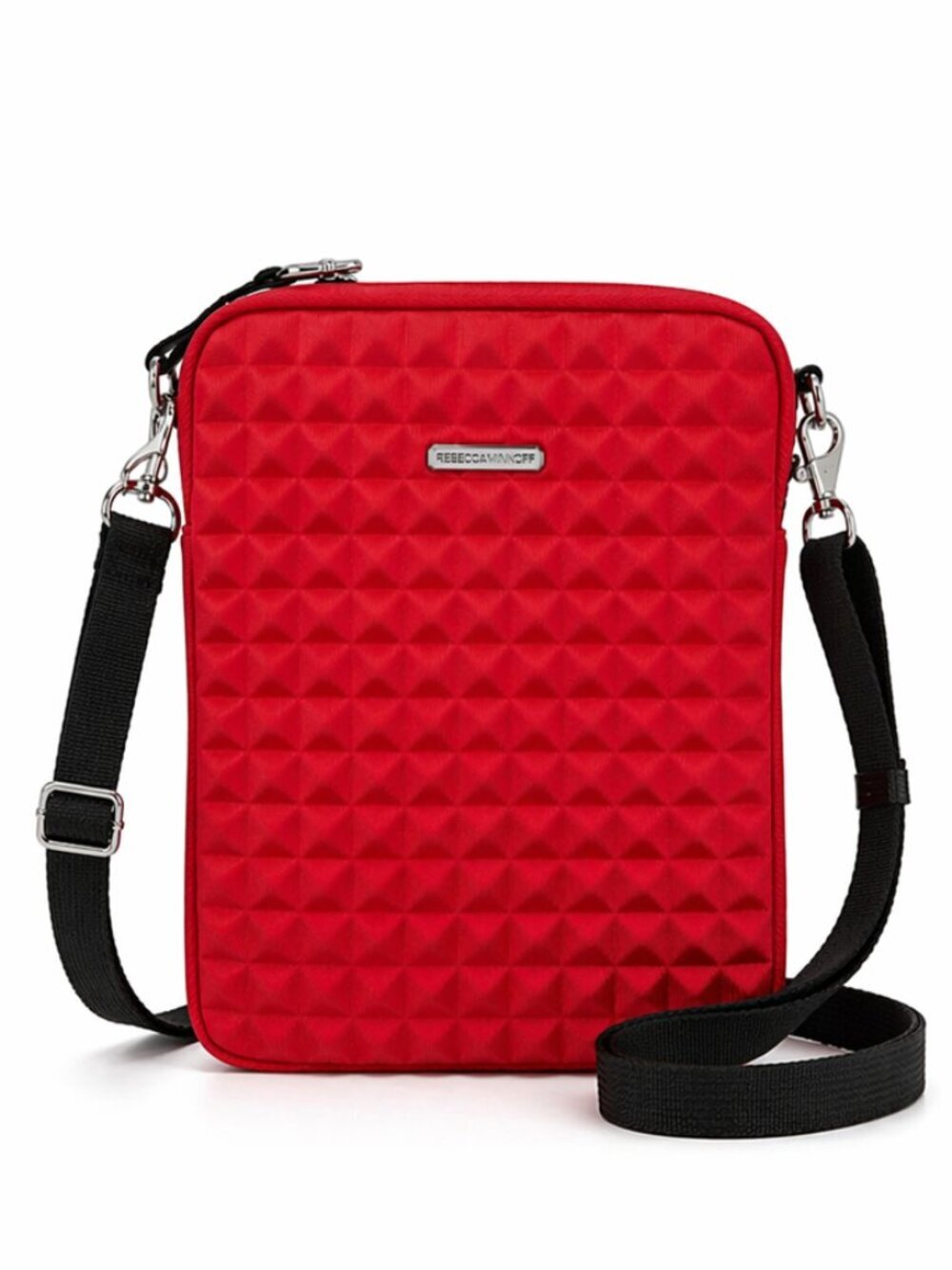 REBECCA MINKOFF Red Neoprene Pyramid Stud iPad Tablet Case Bag